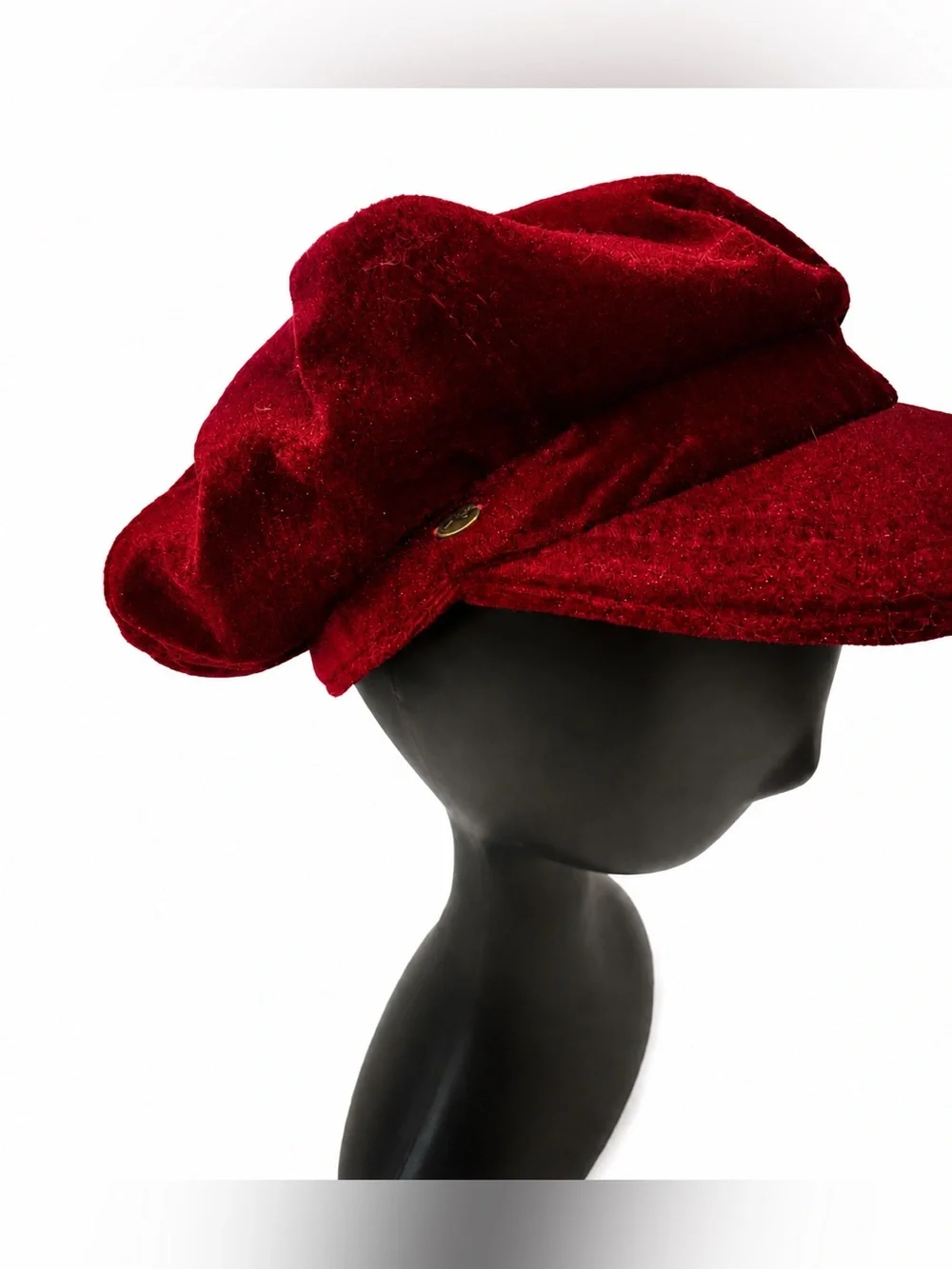 Vintage Y2K Red Velvet Newsboy Cap